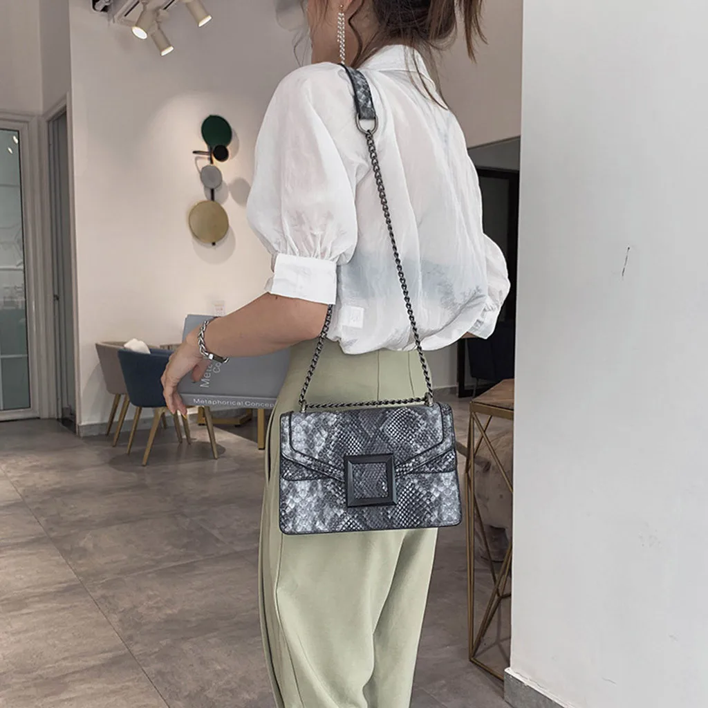 Маленькая женская сумка из искусственной кожи, сумка со змеиным принтом, сумки через плечо, женские сумки, дизайнерские Брендовые женские винтажные сумки на плечо# T3G