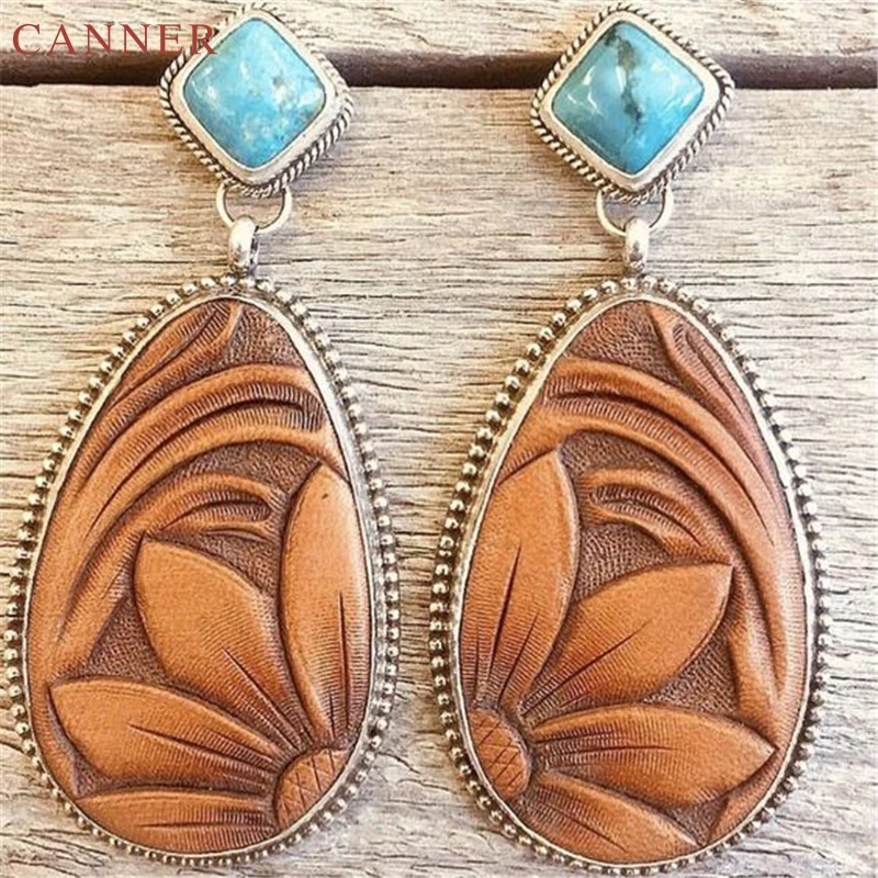 Vintage Statement Earrings for Women Silver Resin Stone Flower Water Drop Earrings 2019 Party Jewelry Gifts pendientes mujer C4