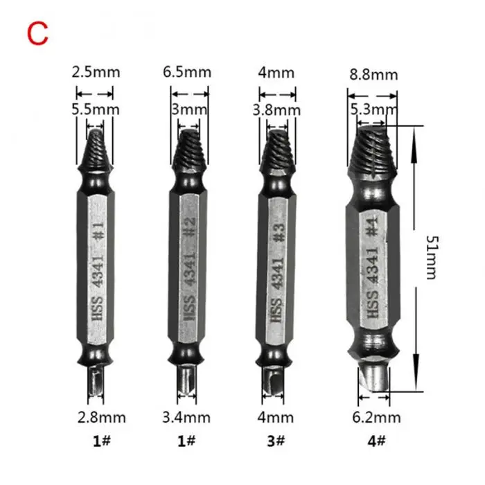 Новейшие спиральные винтовые экстракторы, металлические сломанные шпильки, болты, поврежденные винты, удаляют зачищенные инструменты
