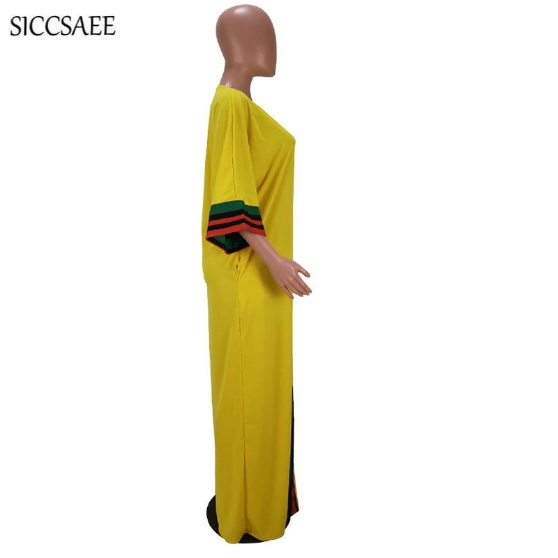 2018 Fall Striped Printed Bohemian Maxi Dress Floor Length Robe Longue Femme Gypsy African Style Dashiki Loose Kaftan Bestidos