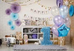 Новорожденный ребенок 1st день рождения фотографии фоны воздушные шары цветы торт вечерние дети фотографические фоны для фотостудии