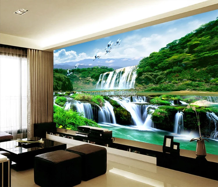 Пользовательские 3D настенные фрески, настенные Бумага живописи HD водопад природа пейзаж Гостиная диван ТВ фон Спальня фото стена Бумага 3D
