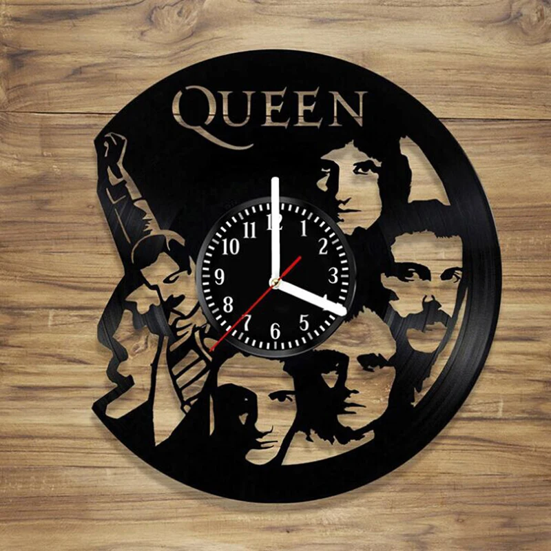 

Queen Band Vinyl Record Clock Musical Rock band Handmade Creative LED Wall Clock Hollow Home Decor Hanging Clock