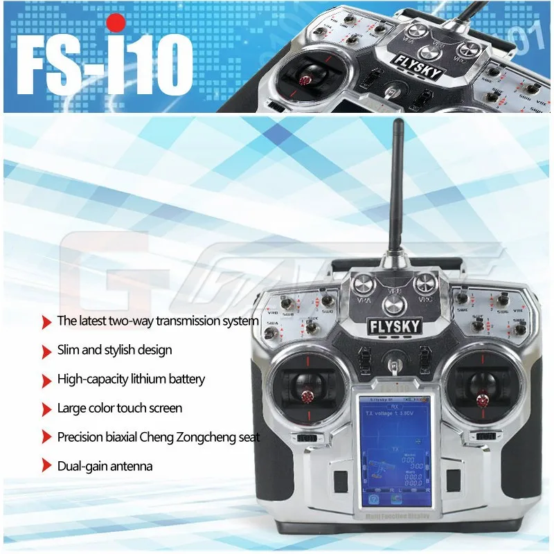 Flysky FS-i10 2.4 г 10CH AFHDS 2A автоматический скачкообразной перестройки частоты передатчика + FS-iA10 приемник для RC MultiCopter вертолет
