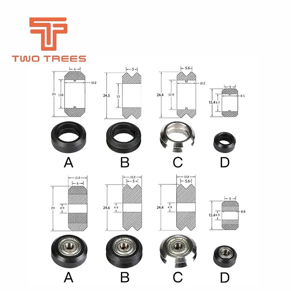 

10PC Openbuilds Plastic wheel POM with Bearings big Models Passive Round wheel Idler Pulley Gear perlin wheel for CR10 Ender 3