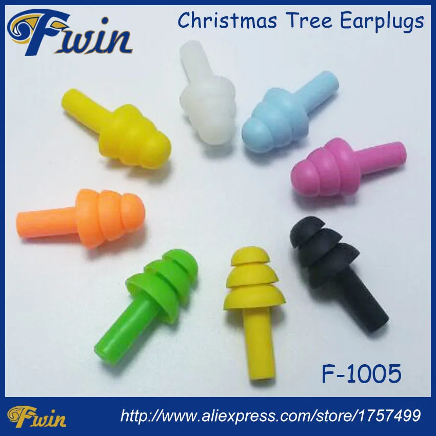 

Latest high quality cute candy color waterproof silicone plugs christmas trees wireless ear plugs tubbing bath swimming earplugs