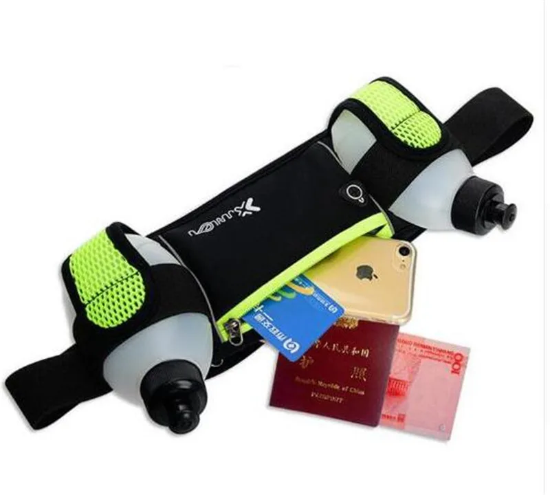 New Running Waist Pack Outdoor Sports Hiking Racing Gym Fitness Lightweight Hydration Belt Water Bottle + 2pcs 250ml Hip Bag