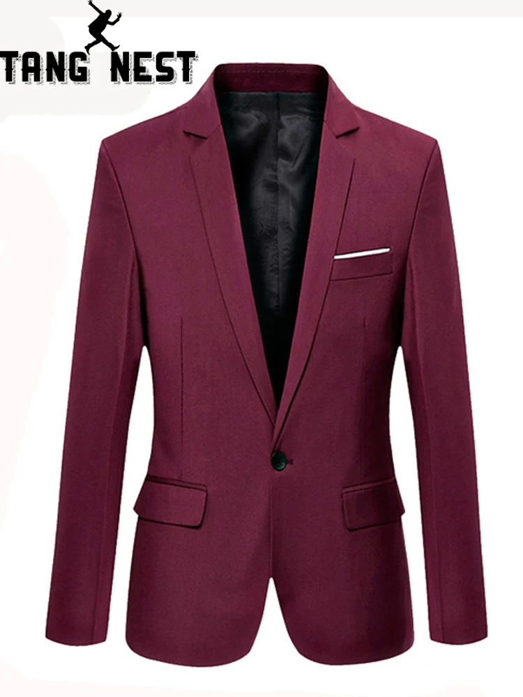 

TANGNEST Plus 9 Colors Men Blazer 2019 Fashion Slim Blazer Men Single Breasted Solid Comfortable Men Suit Asian Size MWX261