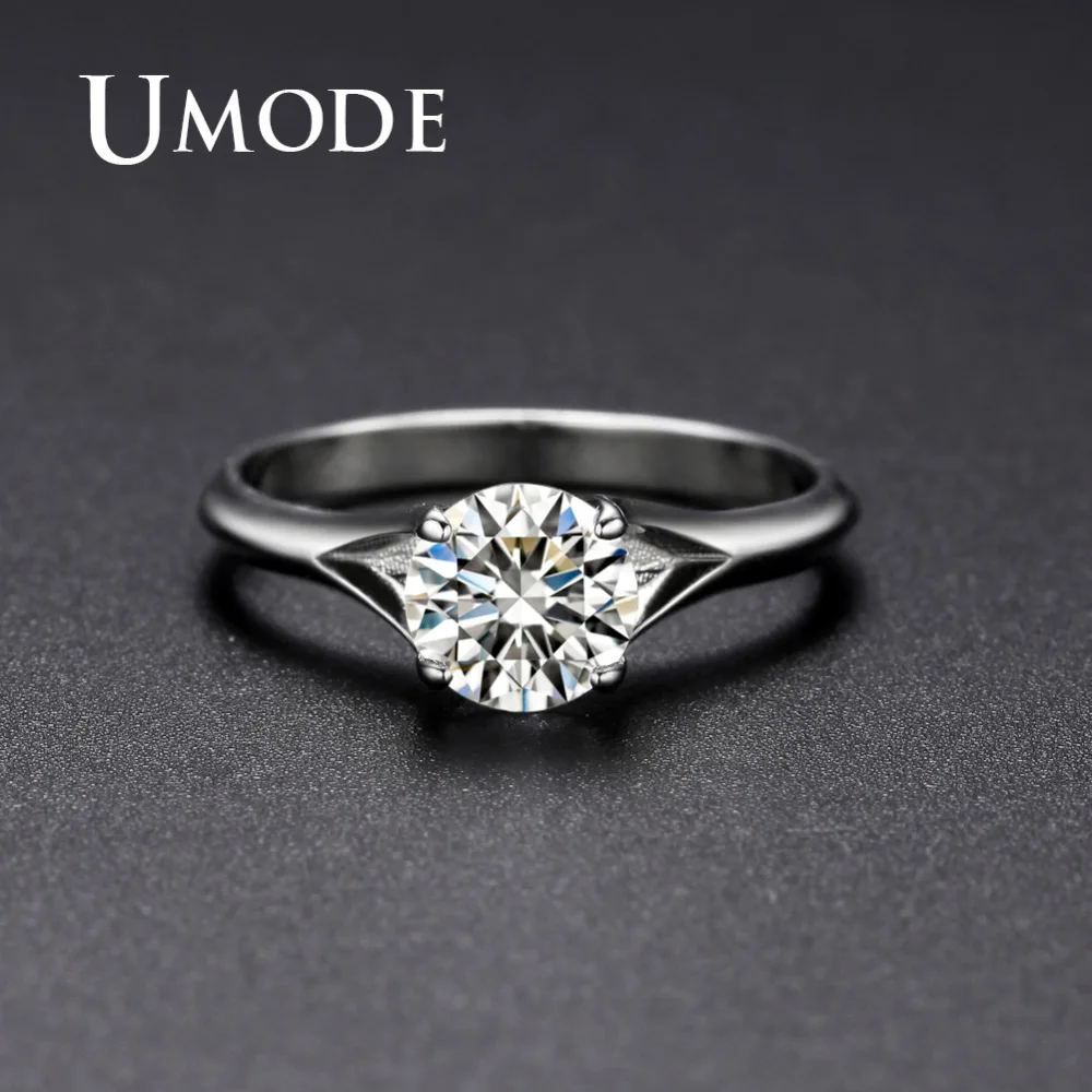 Женское Обручальное Кольцо UMODE белое золотое кольцо с кристаллами из фианита для