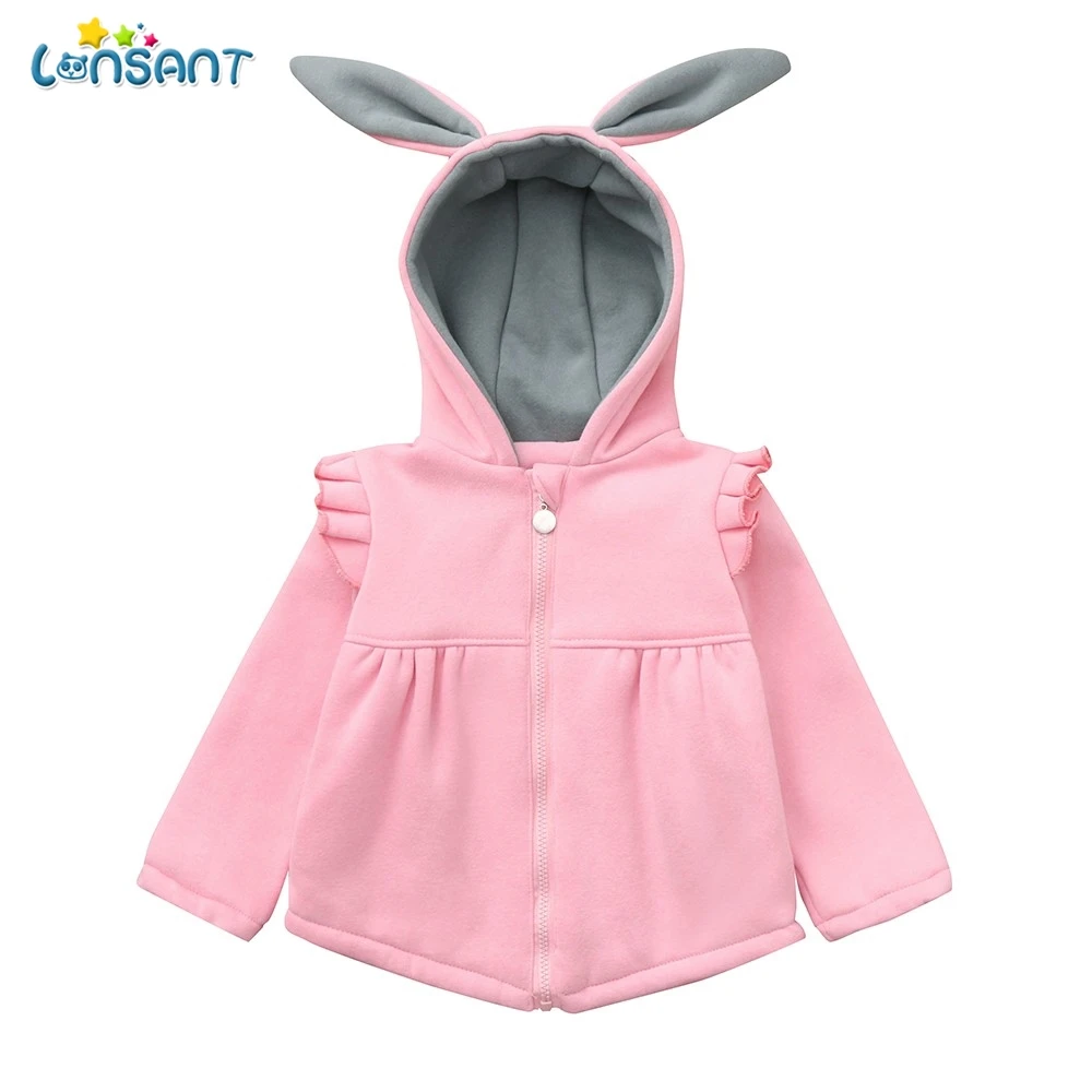 

LONSANT Kids Baby Girl Clothes Winter Jackets Cute Rabbit Ears Hooded Thick Winter Warm Coat Outerwear Long Sleeve Baby Clothing