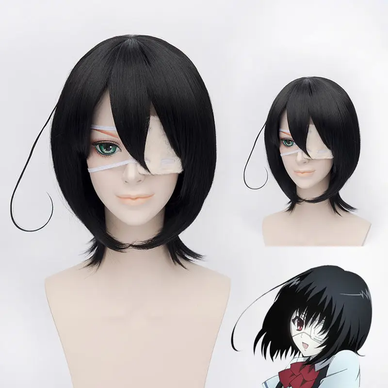 

Another Mei Misaki Wigs Black Short Heat Resistant Synthetic Hair Cosplay Wig + Eye Patch choose