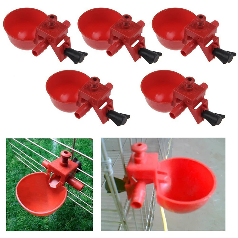 

5 Pcs Chicken Drinking Cup Automatic Drinker Chicken Feeder Plastic Poultry Water Drinking Cups Easy Installation With Screws