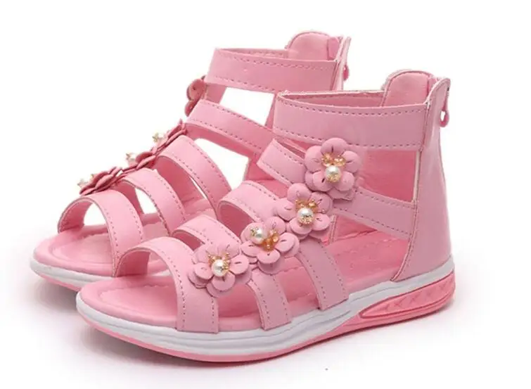 Летние Стильные Детские сандалии девушки принцесса красивая Цветочная обувь Дети плоские сандалии детская обувь кроссовки девушки сандалии