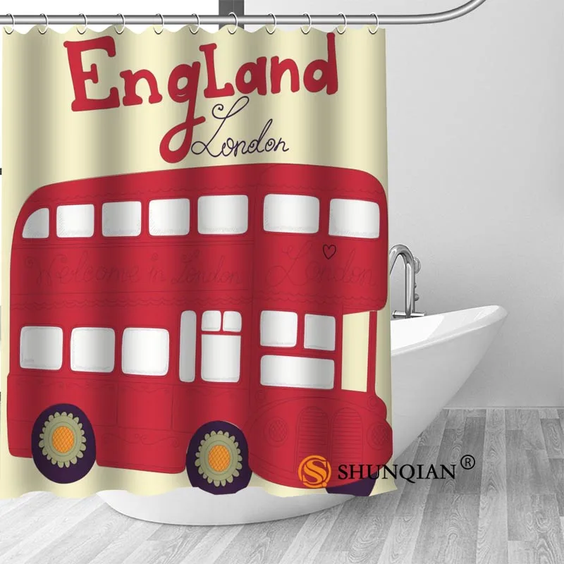 High Quality Custom lodon England Shower Curtain Polyester Fabric Bath