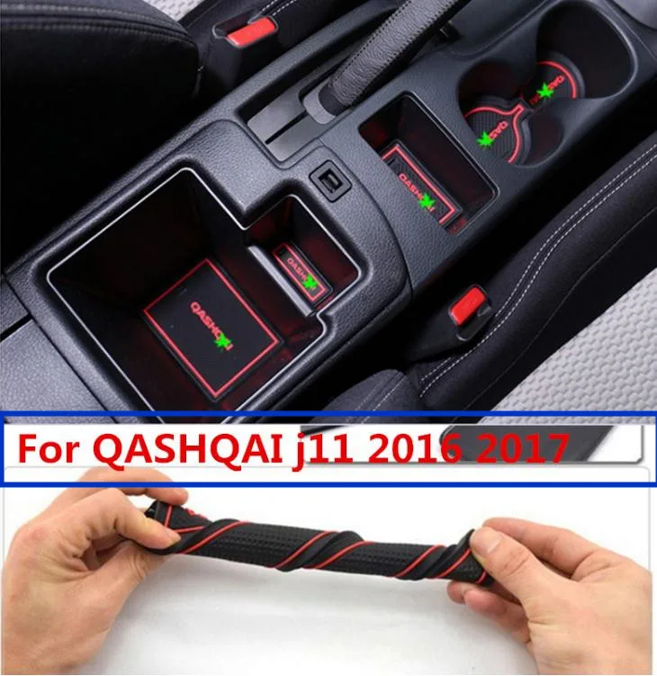 

For QASHQAI j11 2016 2017 Gate Slot Pad Non-slip Cup Mats Anti Slip Door Groove Mat Sticker Car Accessories