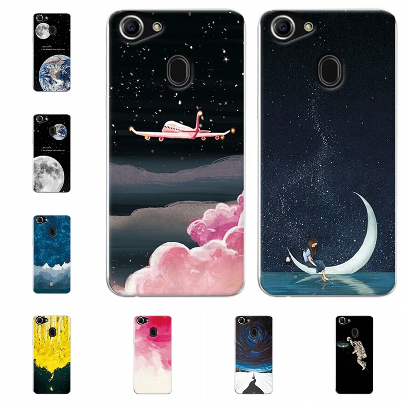

Couple Sky Moon Earth Case For OPPO F7 Soft TPU Silicone Phone Capa Back Cover For Oppo F7 F 7 Oppof7 Case 6.23" Inch Back Cover