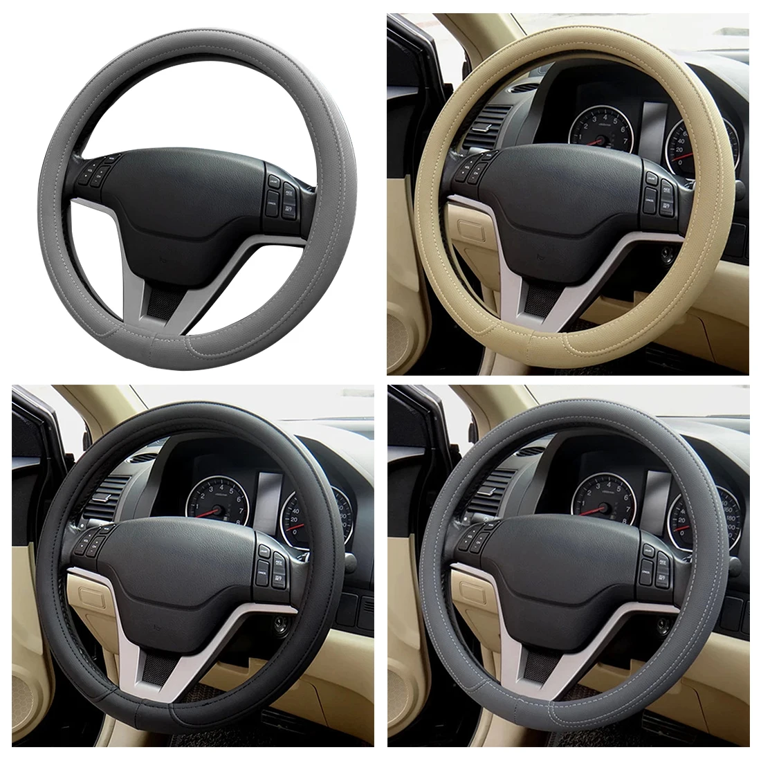 Dewtreetali 38cm Car Steering Wheel Cover Artificial Leather Auto Steeing wheel Decoration For