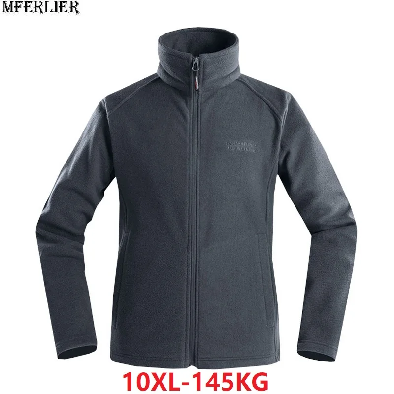 MFERLIER зимние мужские толстовки размера плюс 5XL 8XL 9XL 10XL флисовые на молнии весенние