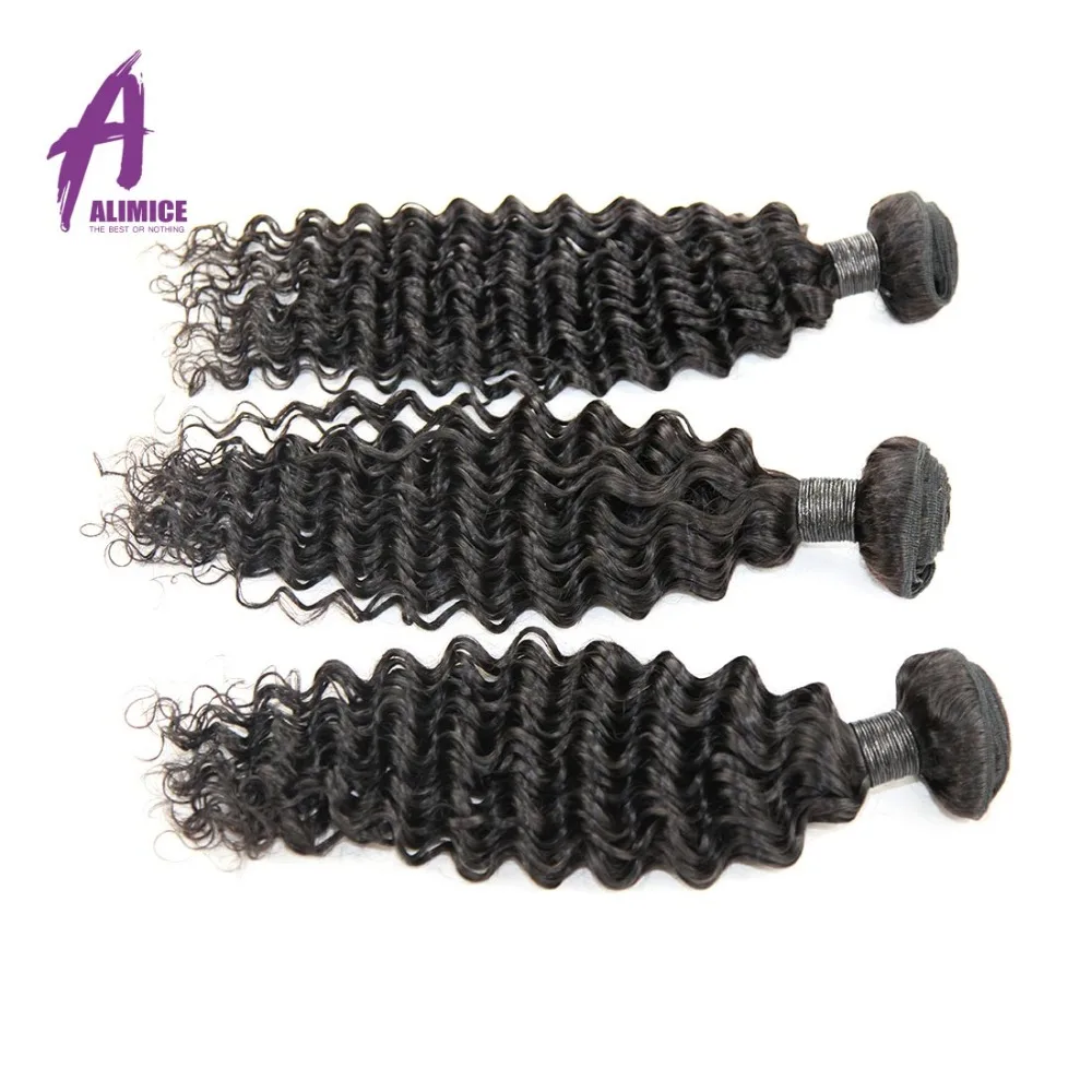 Alimice font b Hair b font Indian font b Hair b font Deep Wave Extensions 100