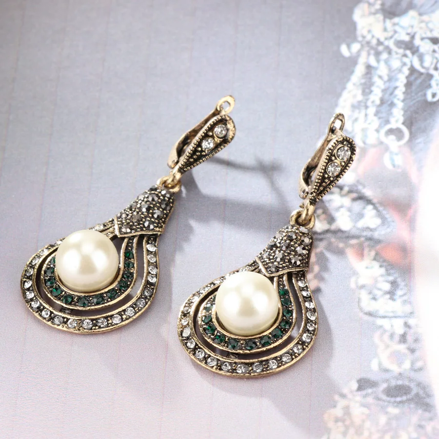 Kinel-3Pcs-Vintage-Jewelry-Sets-For-Women-Antique-Gold-Pearl-Earrings-Necklace-Ring-Wedding-Party-Female (3)