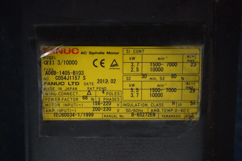 Шпиндель FANUC, двигатель переменного тока, гарантия на 3 месяца, с функцией переменного тока, с функцией «A06B-1405-B103»