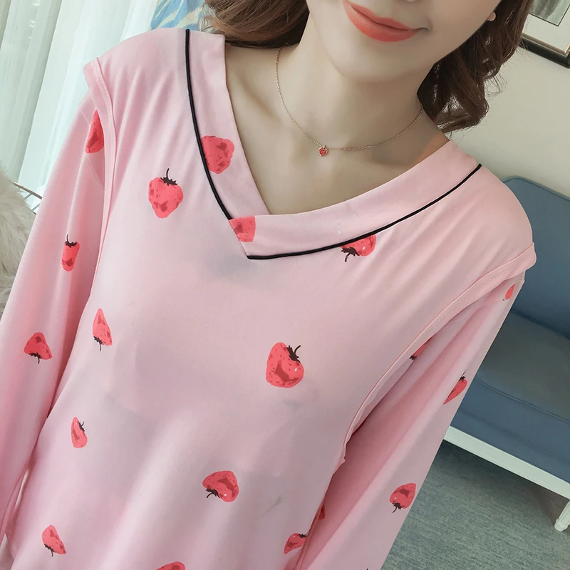 Dollplus розовые милые пижамные комплекты для беременных пижамы с длинными рукавами для беременных пижамы для беременных женщин наборы ночных рубашек