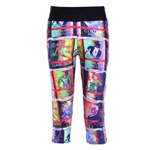 Женские леггинсы для фитнеса летние принтованные Бэтмен комиксы Капри для тренировок одежда спандекс леггинсы повседневные брюки до середины икры плюс размер 4XL