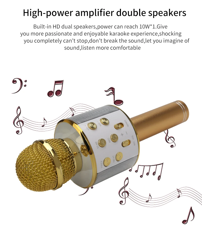 WS858 Bluetooth колонки микрофон волшебный караоке микрофон беспроводной конденсаторный профессиональный ручной Студийный микрофон смартфон плеер
