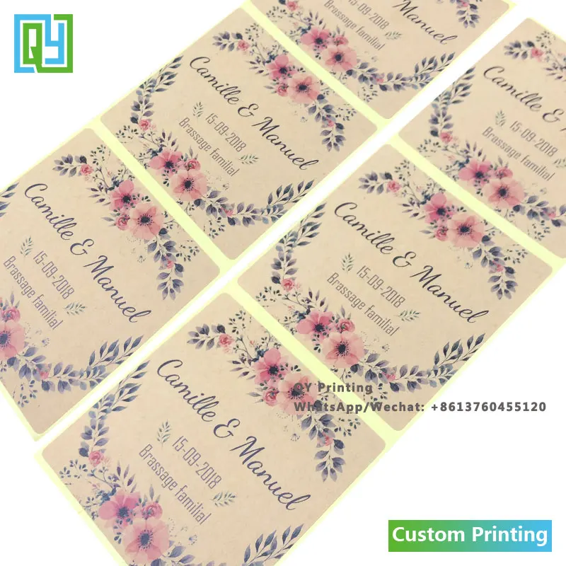 1000pcs 70x70mm 무료 배송 사용자 정의 인쇄 크래프트 종이 테이프 식품 포장 레이블 꿀 병 레이블 결혼 선물 감사 물개