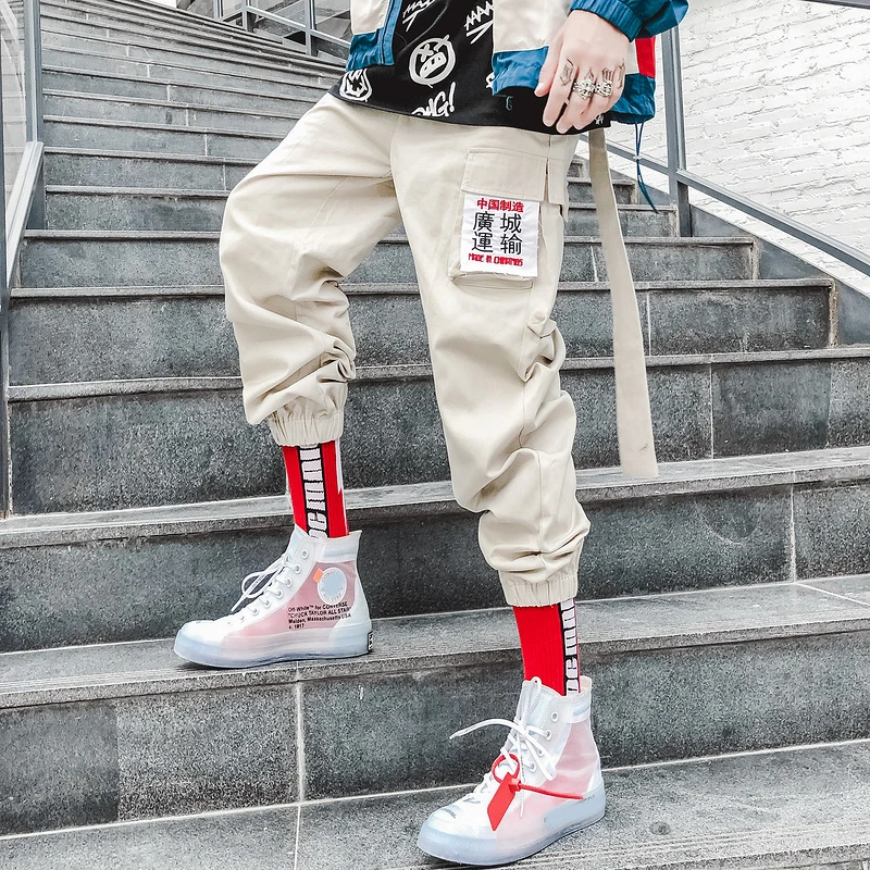 

Autumn 2018 New Chinese Style Behind Double Ribbon Pants Men