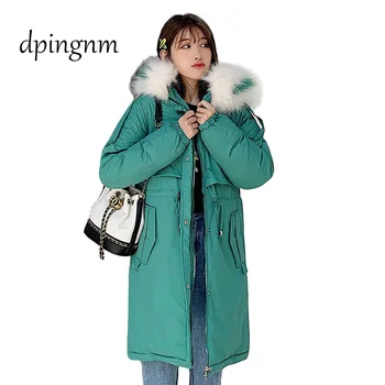 

2019 New high qualityOversized Coats Thick Winter Jacket Women Hooded Fur Collar Down Cotton Coat Long Jacket Female Parkas Coat