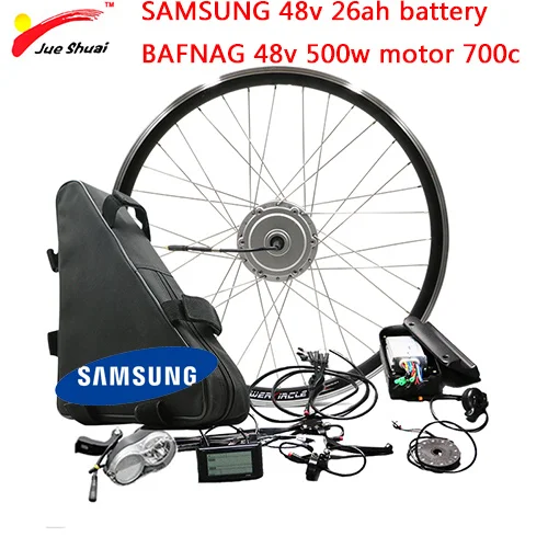 Мощный BAFANG 48V 350W 500W электрический мотор-колесо комплект для переоборудования электрического велосипеда с Батарея 48V 20ah 26ah 8FUN уд/мин мотор для центрального движения колеса - Цвет: 500W 26AH SAM 700C