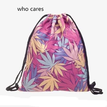 Who Cares New Trend 3D Printing Backpack Women Pink Weed Drawstring Bag Classic Casual Mochila Feminina Girl