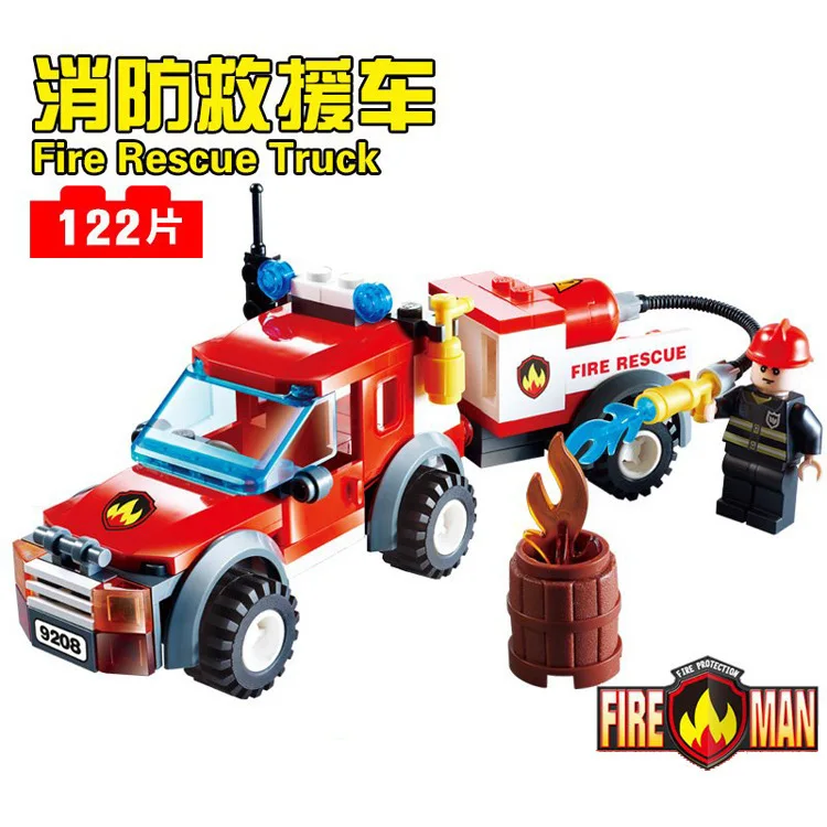 9208 122pcs Fire Rescue Constructor Model Kit Blocks Compatible LEGO Bricks Toys for Boys Girls Children Modeling