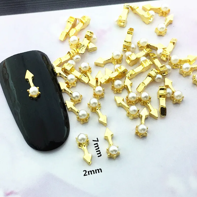10 шт./лот Япония 2x7 мм Золотая маленькая стрела с жемчугом 3D сделай сам