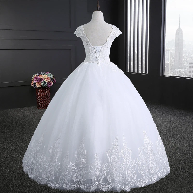 Кружевное бальное платье с вышивкой и кружевной каймой, качественные Свадебные платья, свадебное платье на заказ размера плюс, настоящая фотография