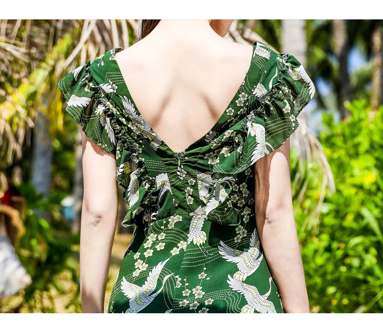 TANG 2019 New Arrival Summer Chiffon Tight Dress Deep V-Neck Floral Print Mini Dress Slim High Waist Beach Dress (1)