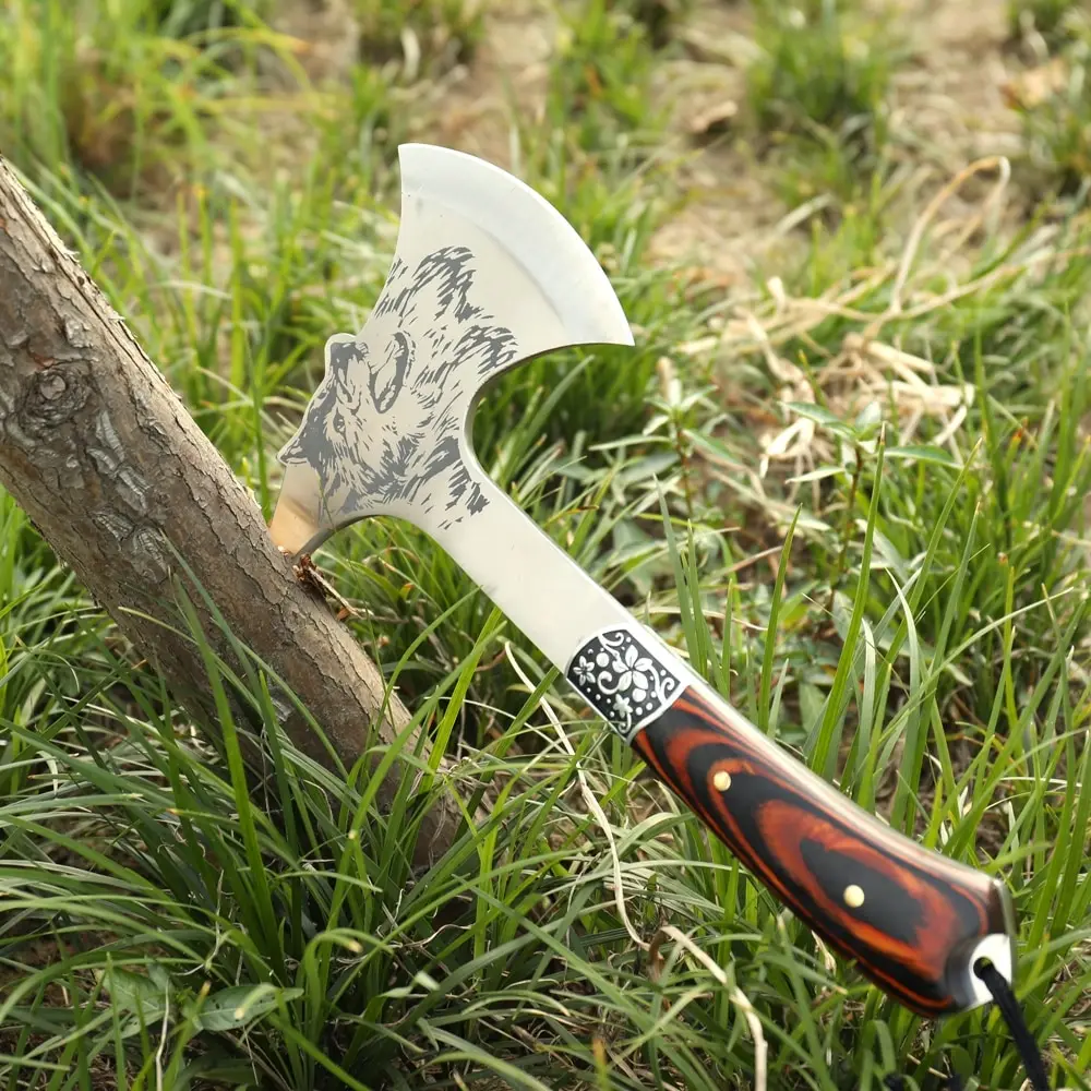 

Outdoor Tomahawk Ax Multifunctional Wolf knife supervivencia survival Axe Model Mountain Camping Hatchet With Wooden Handle