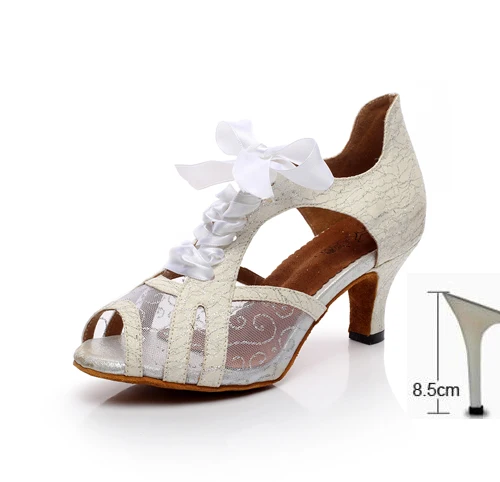 Женская обувь для бальных танцев, латинских танцев, сальса, танго, Современная обувь для танцев, обувь для вечеринок, каблук 6/7. 5/8. 5, 1836 с мягкой подошвой - Цвет: Silver Heel 85mm