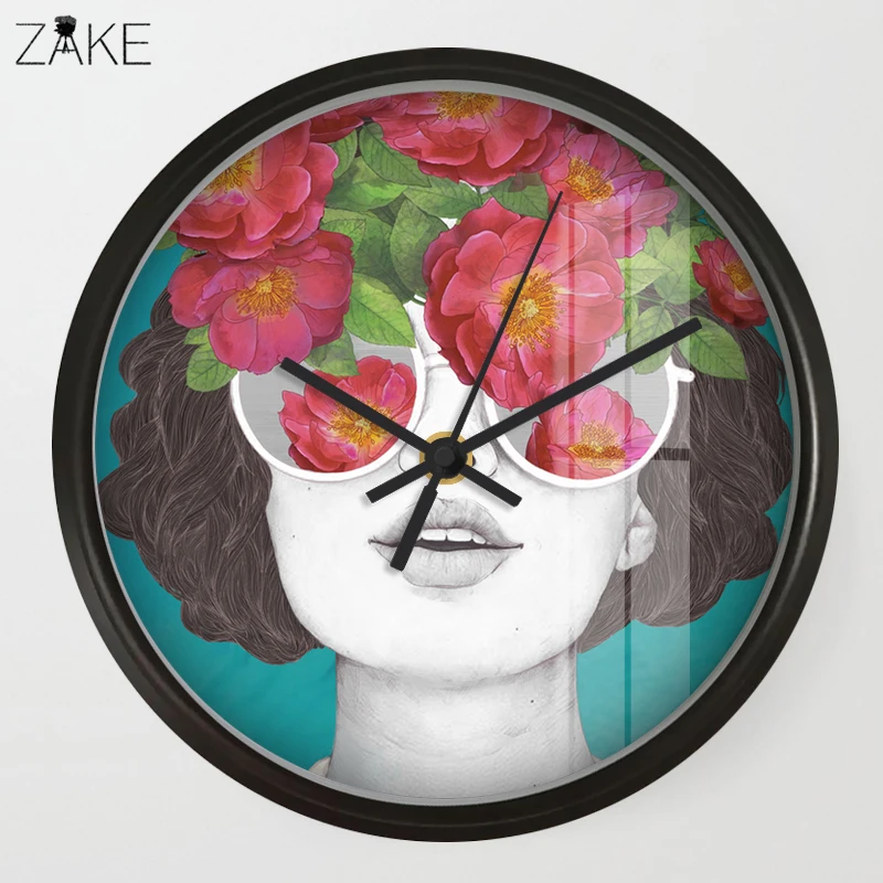 

Chic Art Wall Clock Flower Girl For Living Room Wall Decor, Table Decorative Mute Quartz Clocks Scandinavia Saat Home Decoration