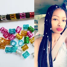 30 шт./лот Dreadlock Бусины и бисер золотые и серебряные Смешанная Радуга Бусины и бисер Регулируемый Волосы Заплетены манжеты клип 8 мм отверстие моды micro шарик волос