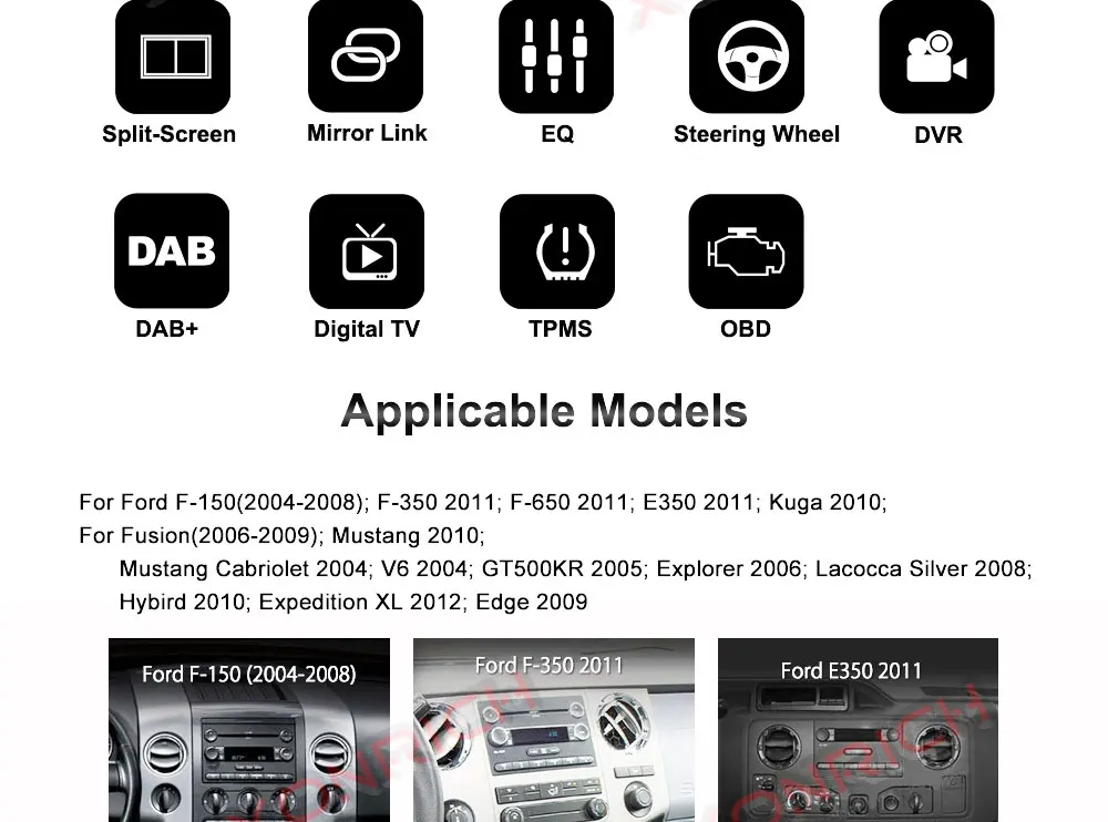 Sale Car Multimedia player  Android 8.1 Autoradio CAR DVD player For FORD/F-150/Mustang/Explorer/Kuga/Edge Radio FM wifi 3G BT 9