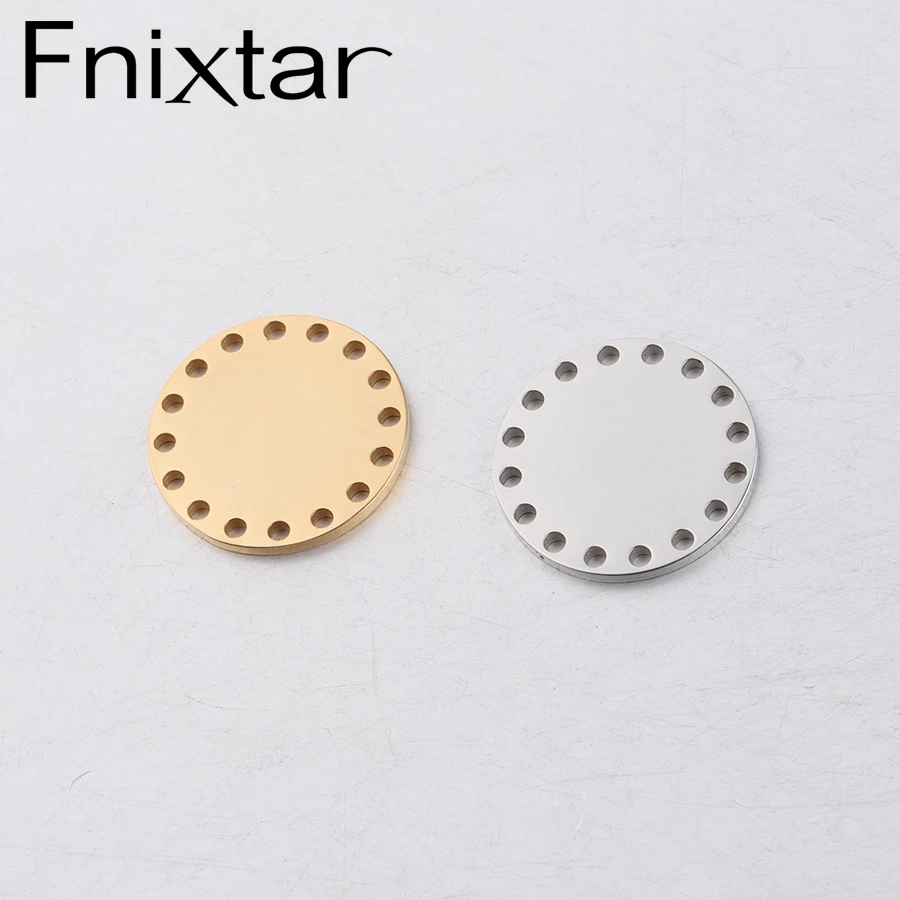 

Fnixtar Round Holes Charm Mirror Polish Stainless Steel Blank Stamping Discs For DIY Customized 20mm 20piece/lot