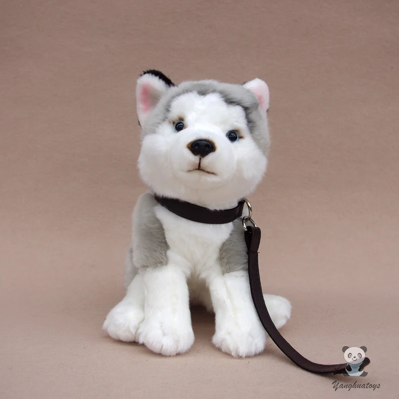 

Cute Leash Dogs Doll Toy Real Life Stuffed Husky Dolls Toy Birthday Present Soft