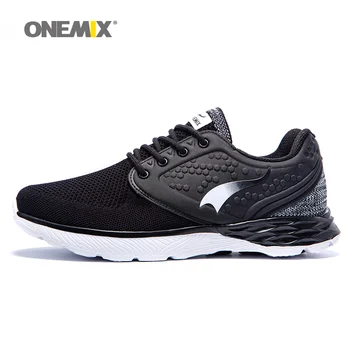 ONEMIX-Zapatillas deportivas de malla ligera para hombre y mujer, calzado deportivo para caminar, correr, caminar, color negro