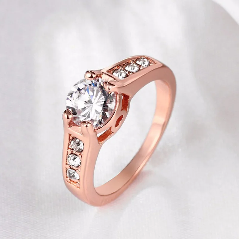 Moonrocy, ювелирные изделия из кубического циркония Оптовые Австрийские хрустальные кольца розовое золото цвет свадебные женские кольца подарок