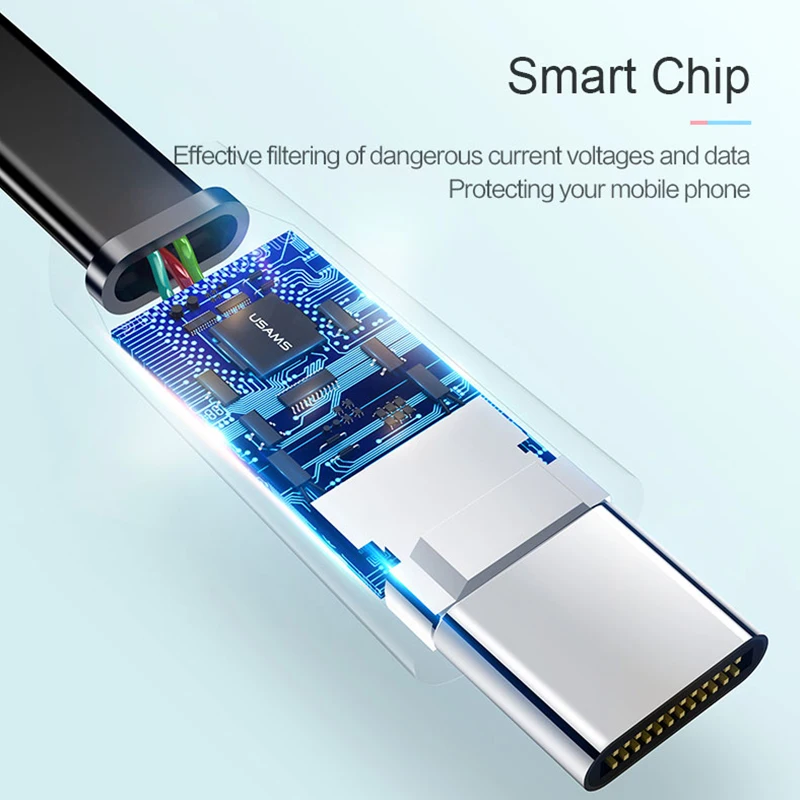 USAMS USB نوع c كابل لسامسونج فيفو USB-C كابل ل Xiaomi USB C كابل 2A الهاتف المحمول كابلات شحن ل هواوي P20 الحبل