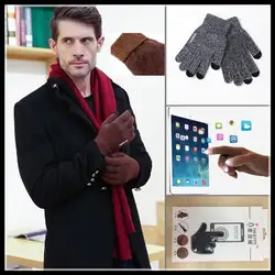 Топ Любители зимние спортивные теплые 3-палец Сенсорный экран перчатки для iphone смартфон, шерстяные вязаные, нескользящая, матовый Нери
