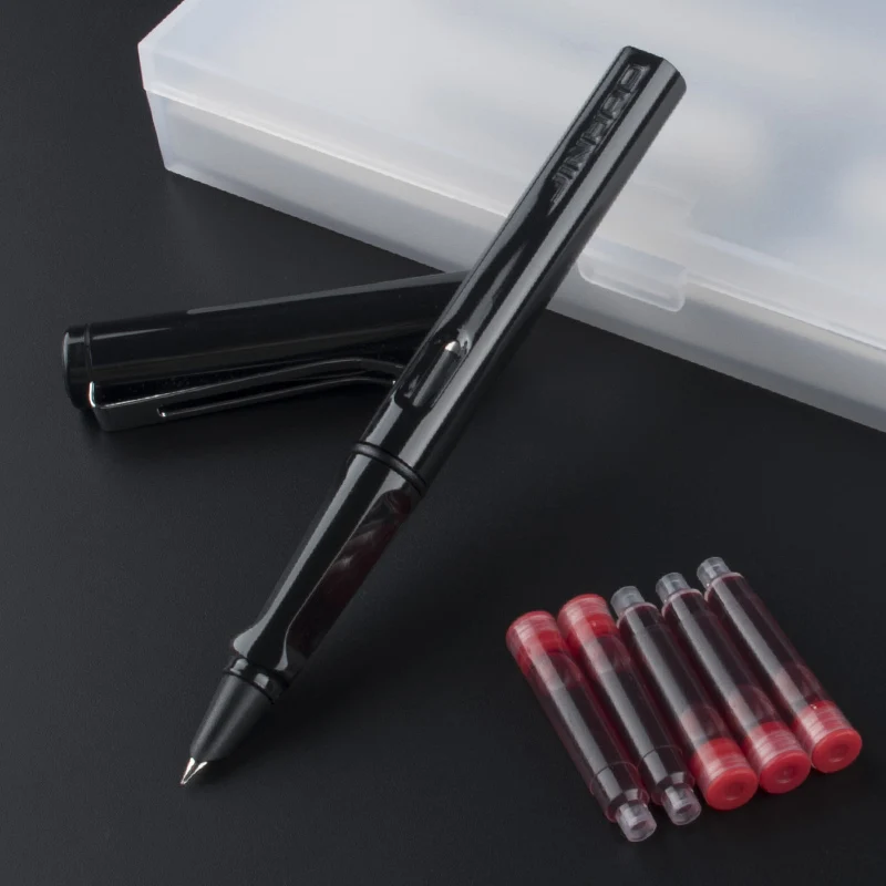 

5pcs ink Refill Fashion Black JINHAO Fountain Pen Safari Series EF Nib 0.38 mm Ink Pens for Finance Stationery Writing Supplies