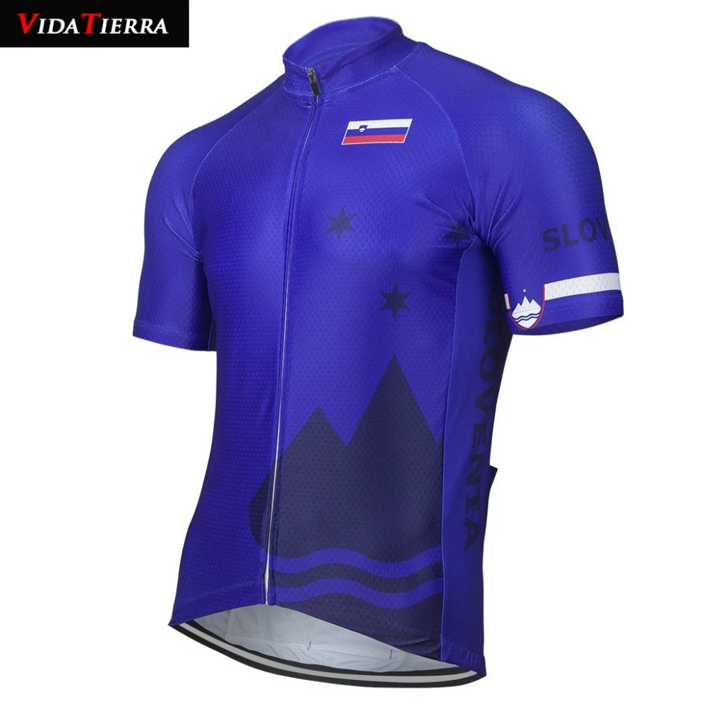 2019 VIDATIERRA men blue cycling jersey Slovenia national flag team bike jersey go pro mtb jersey Summer lucky classic Retro